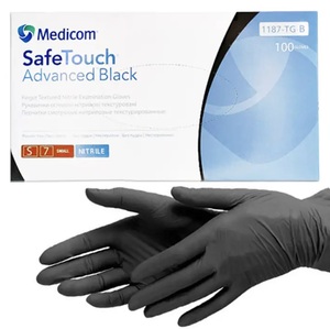 Перчатки нитриловые, без пудры SafeTouch Advanced Black (50 пар), фото, цена