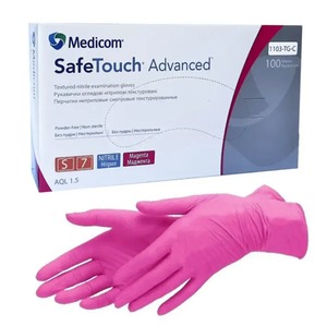 Перчатки нитриловые, без пудры SafeTouch Advanced Magenta (50 пар), фото, цена