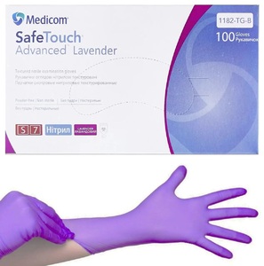 Перчатки нитриловые, без пудры SafeTouch Advanced Lavender лавандовые (50 пар), фото, цена