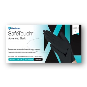 Перчатки нитриловые, без пудры SafeTouch Advanced Black (50 пар), фото, цена