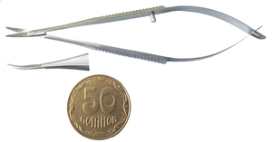 Ножницы для роговицы по Кастровьеджо, тупые, изогнутые. Длина 10 см. (Н-45-1), фото, цена