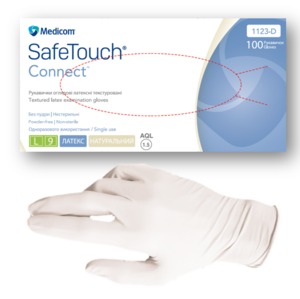 Перчатки латексные припудренные SafeTouch E-Series Connect (10 уп- 1 ящ), фото, цена