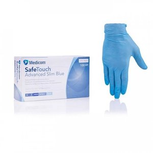 Перчатки нитриловые без пудры SafeTouch Advanced Slim Blue (50 пар), фото, цена